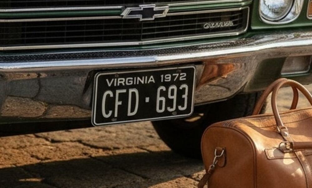 1972 Virginia License Plate Tag CFD-693 Black Original Vintage